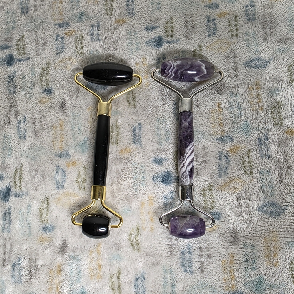 Amethyst Purple & Onyx Black Face Rollers